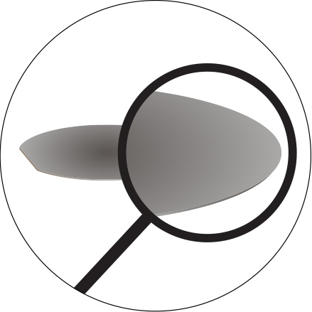An illustration showing a magnifying glass inspecting a milled computer disc